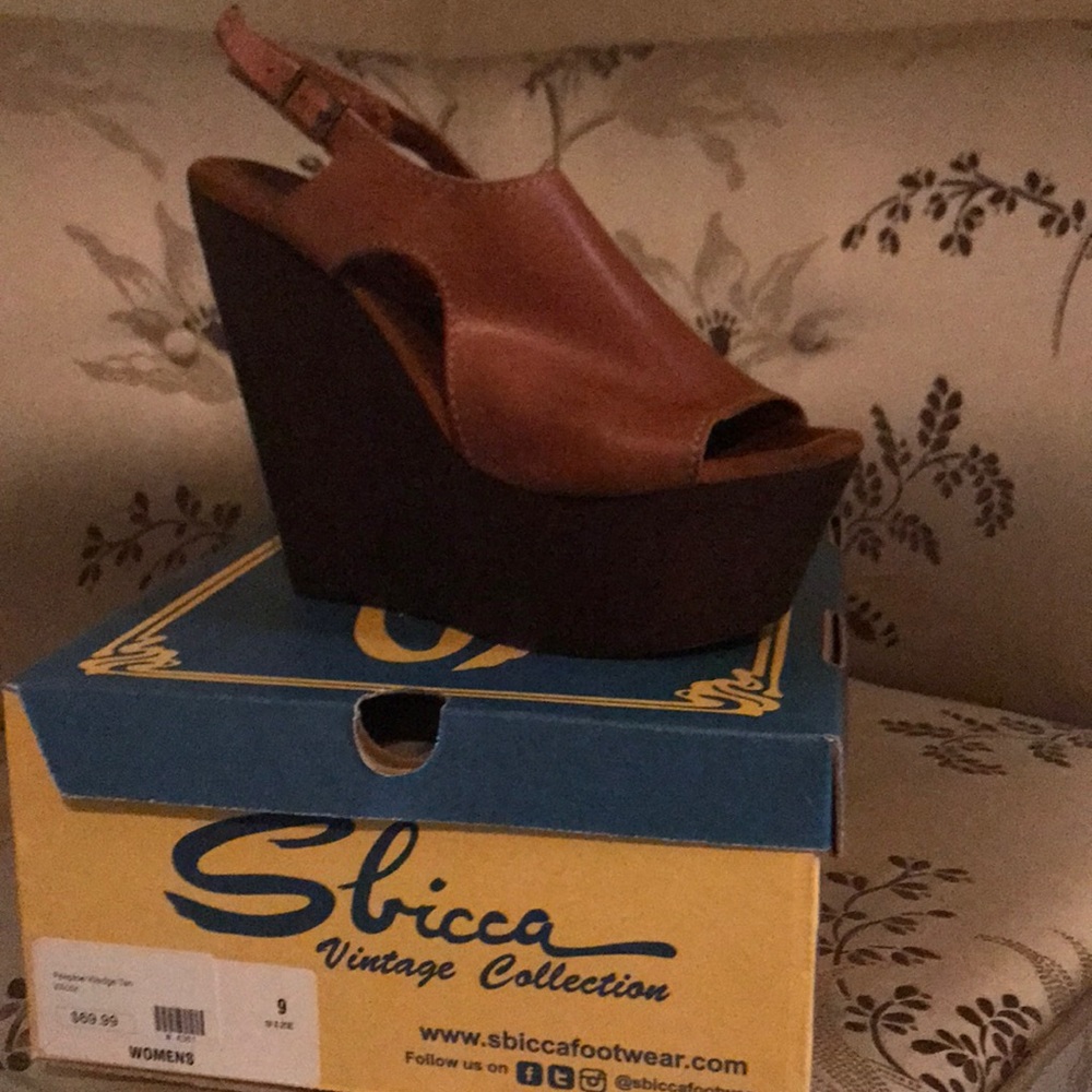 Tan Peeptoe Wedge